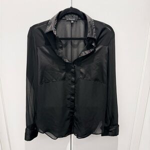 Sheer Black Button-Up Blouse